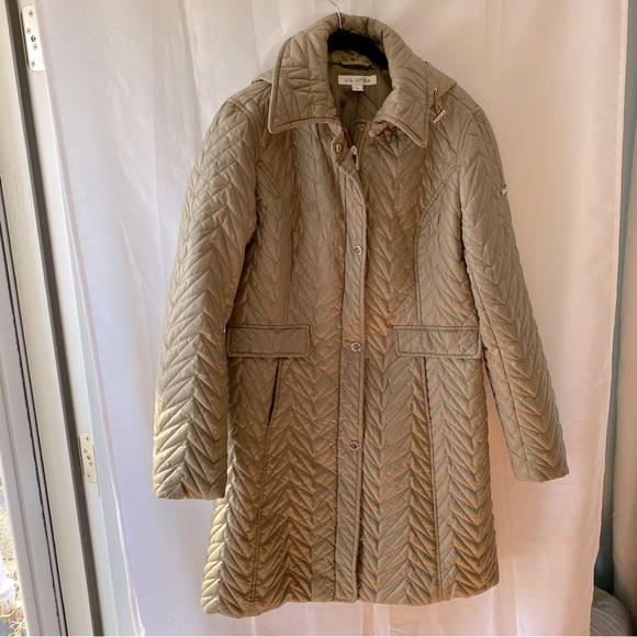 Via Spiga jacket zig zag quilted midi puffer SZ S. NWOT Color Sage. - Picture 3 of 15
